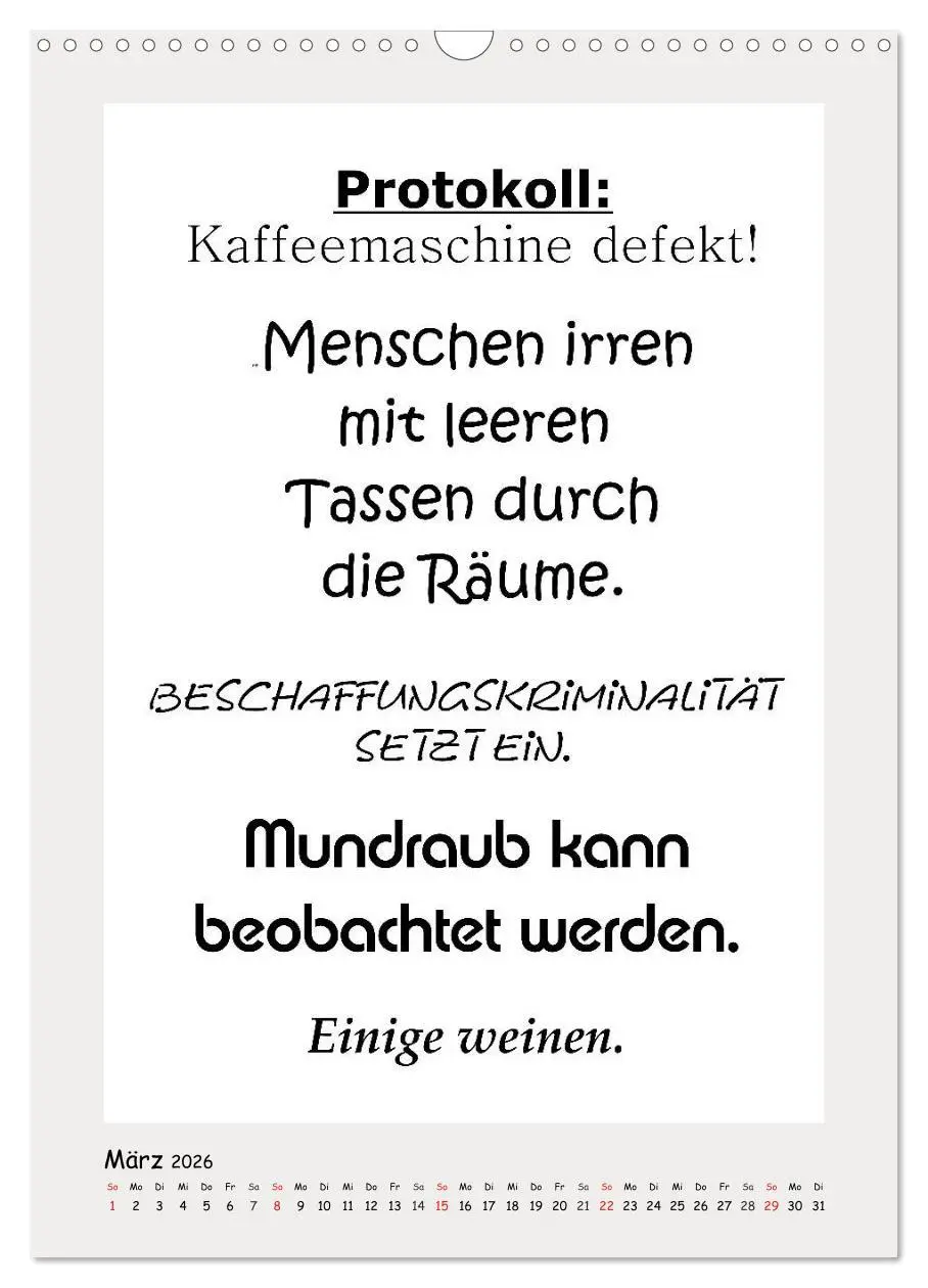 Bild: 9783516387759 | Sprüchekalender. Witziges fürs Büro (Wandkalender 2026 DIN A3...