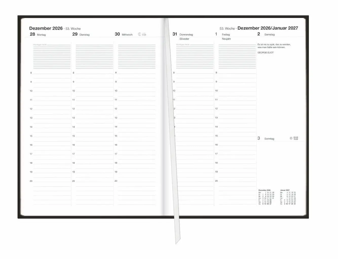 Bild: 9783756417759 | Terminer A6, Leder schwarz 2027 | Buch | Bürokalender Heye | 152 S.