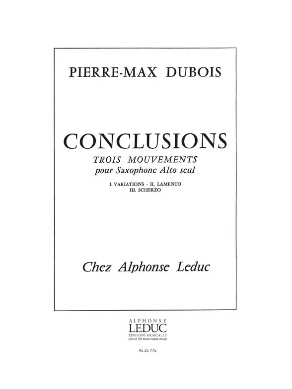 Cover: 9790046257759 | Conclusions, 3 Mouvements | Pierre-Max Dubois | Buch | Alphonse Leduc