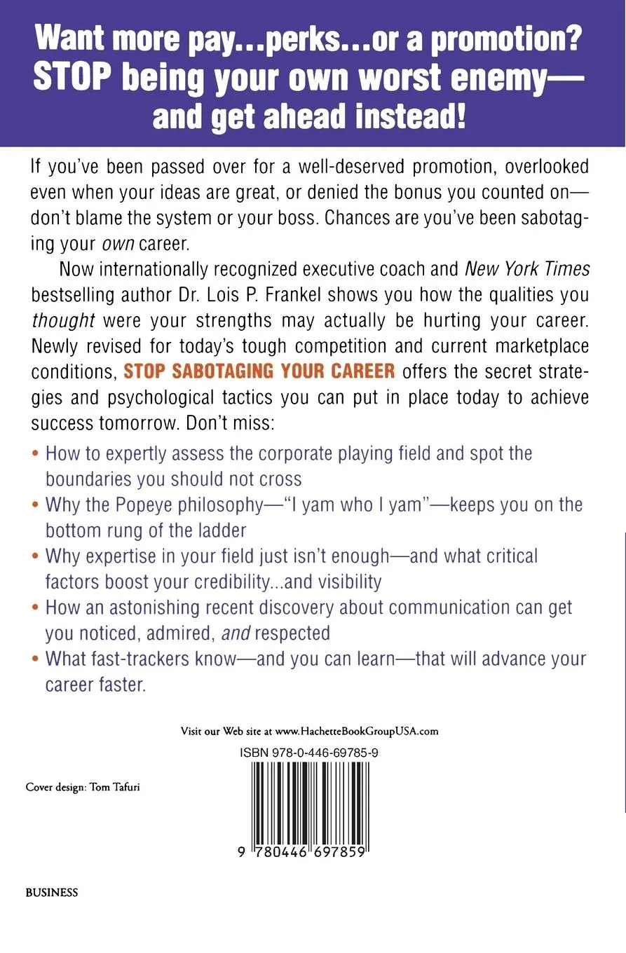 Rückseite: 9780446697859 | Stop Sabotaging Your Career | Lois P Frankel | Taschenbuch | Englisch