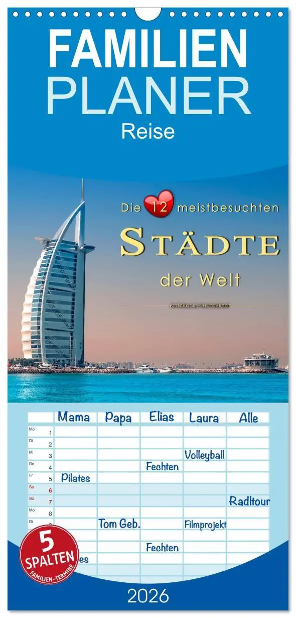 Cover: 9783516517859 | Familienplaner 2026 - Die 12 meistbesuchten Städte der Welt mit 5...