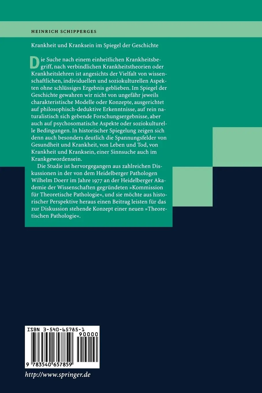 Rückseite: 9783540657859 | Krankheit und Kranksein im Spiegel der Geschichte | Schipperges | Buch
