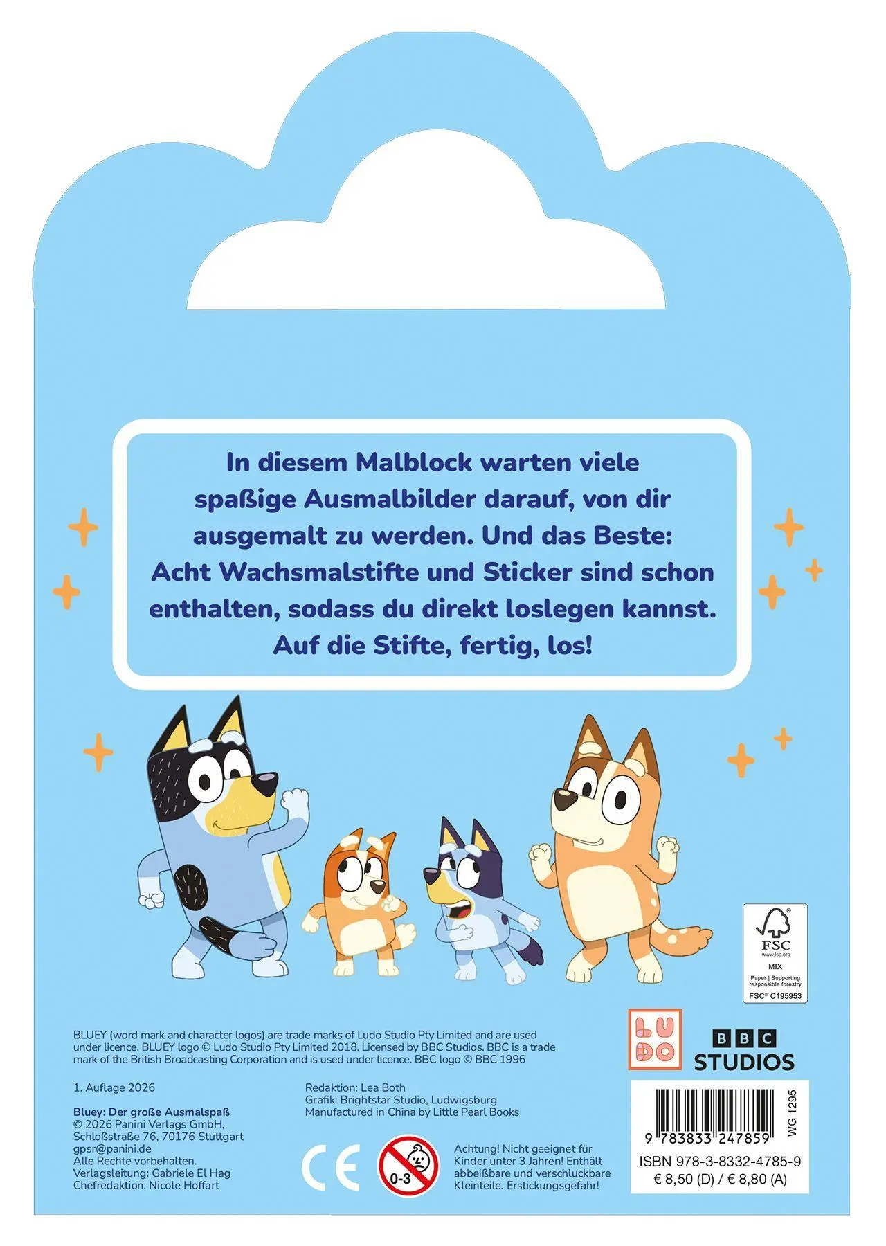 Bild: 9783833247859 | Bluey: Der große Ausmalspaß - Mit 6 Wachsmalstiften! | Taschenbuch