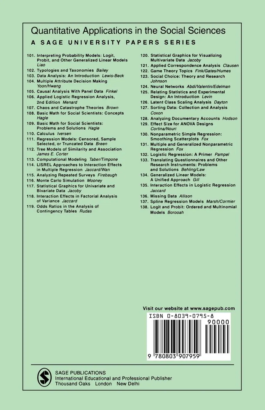 Rückseite: 9780803907959 | Analysis of Ordinal Data | David K. Hildebrand (u. a.) | Taschenbuch