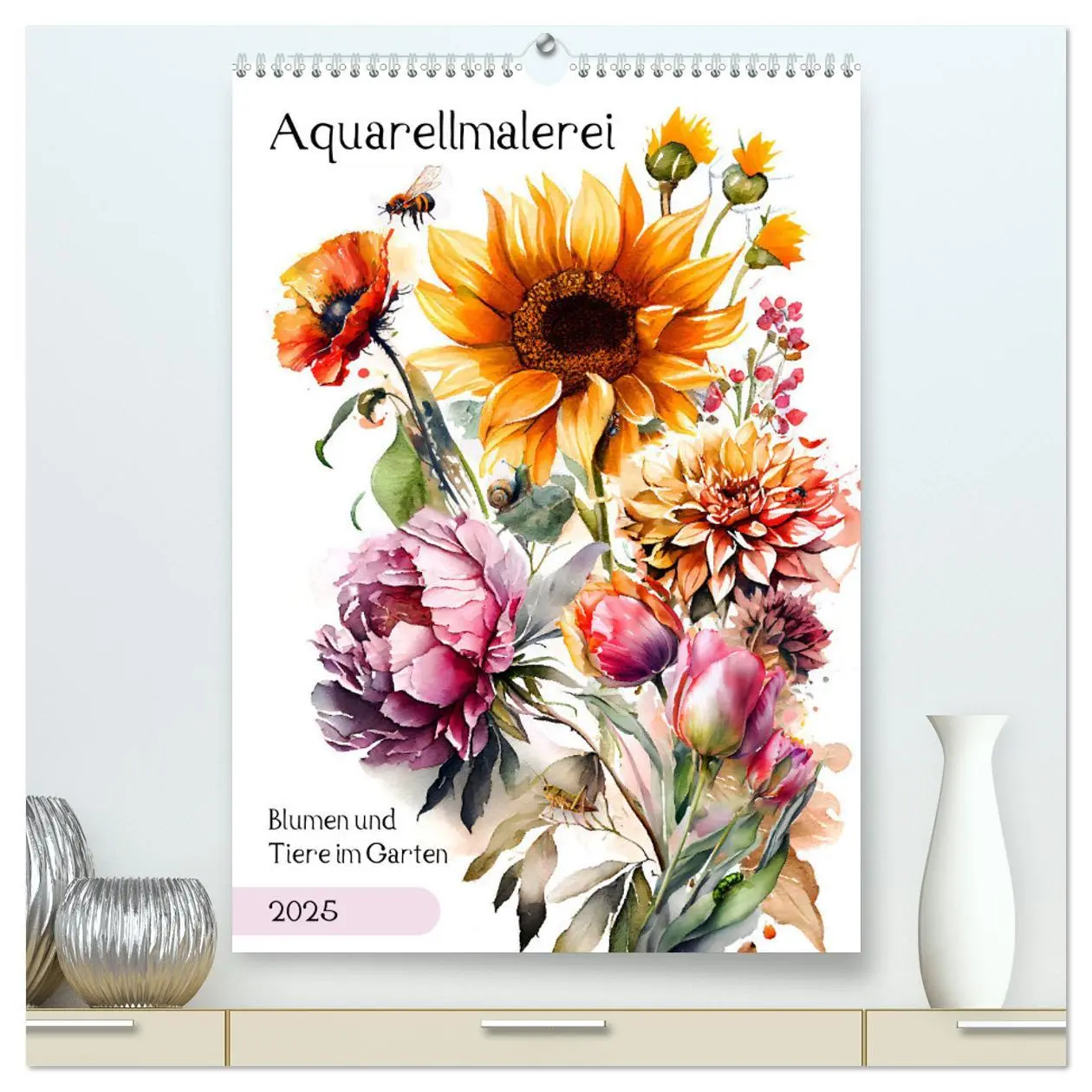Cover: 9783435877959 | Aquarellmalerei - Blumen und Tiere im Garten (hochwertiger Premium...