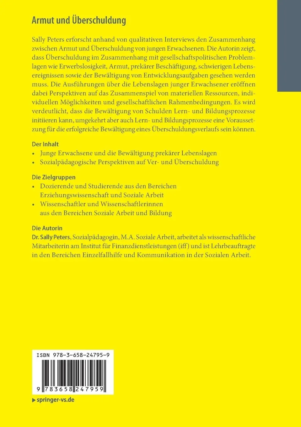 Rückseite: 9783658247959 | Armut und Überschuldung | Sally Peters | Taschenbuch | ix | Deutsch