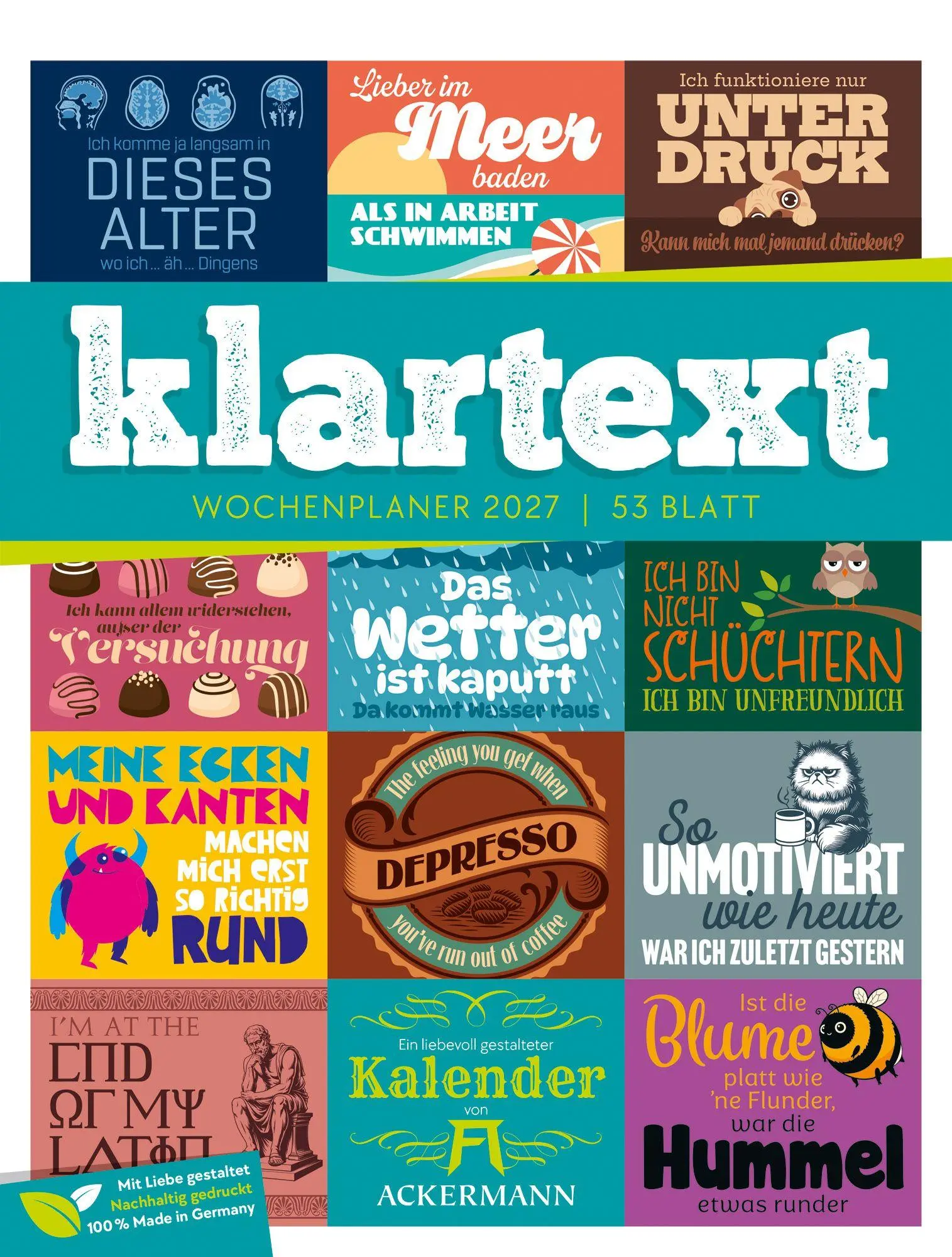 Cover: 9783838427959 | Klartext Sprüchekalender Wochenplaner 2027 | GmbH | Kalender | 56 S.