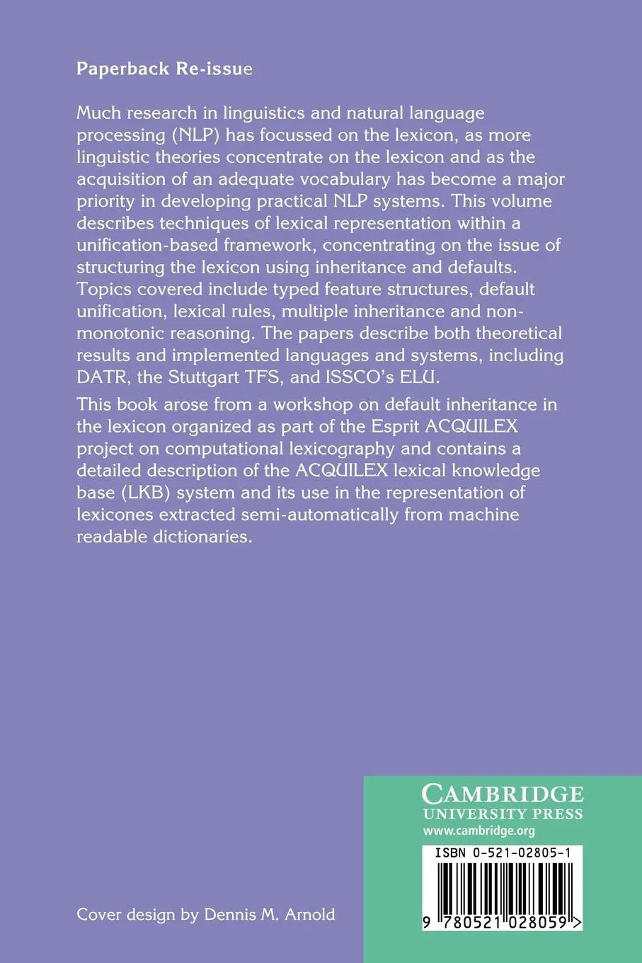Rückseite: 9780521028059 | Inheritance, Defaults and the Lexicon | Ted Briscoe (u. a.) | Buch