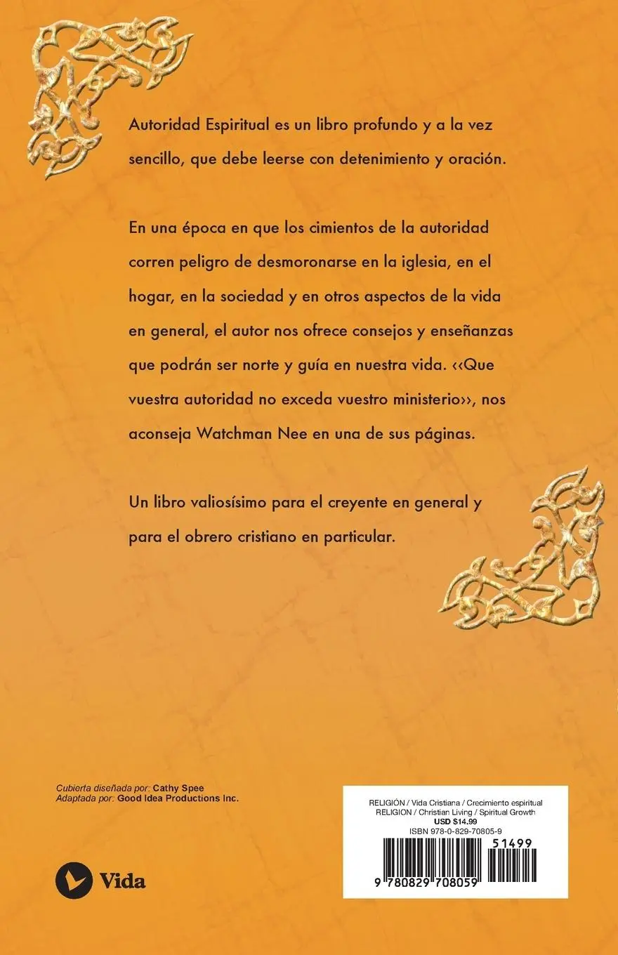 Rückseite: 9780829708059 | AUTORIDAD ESPIRITUAL | Watchman Nee (u. a.) | Taschenbuch | Spanisch