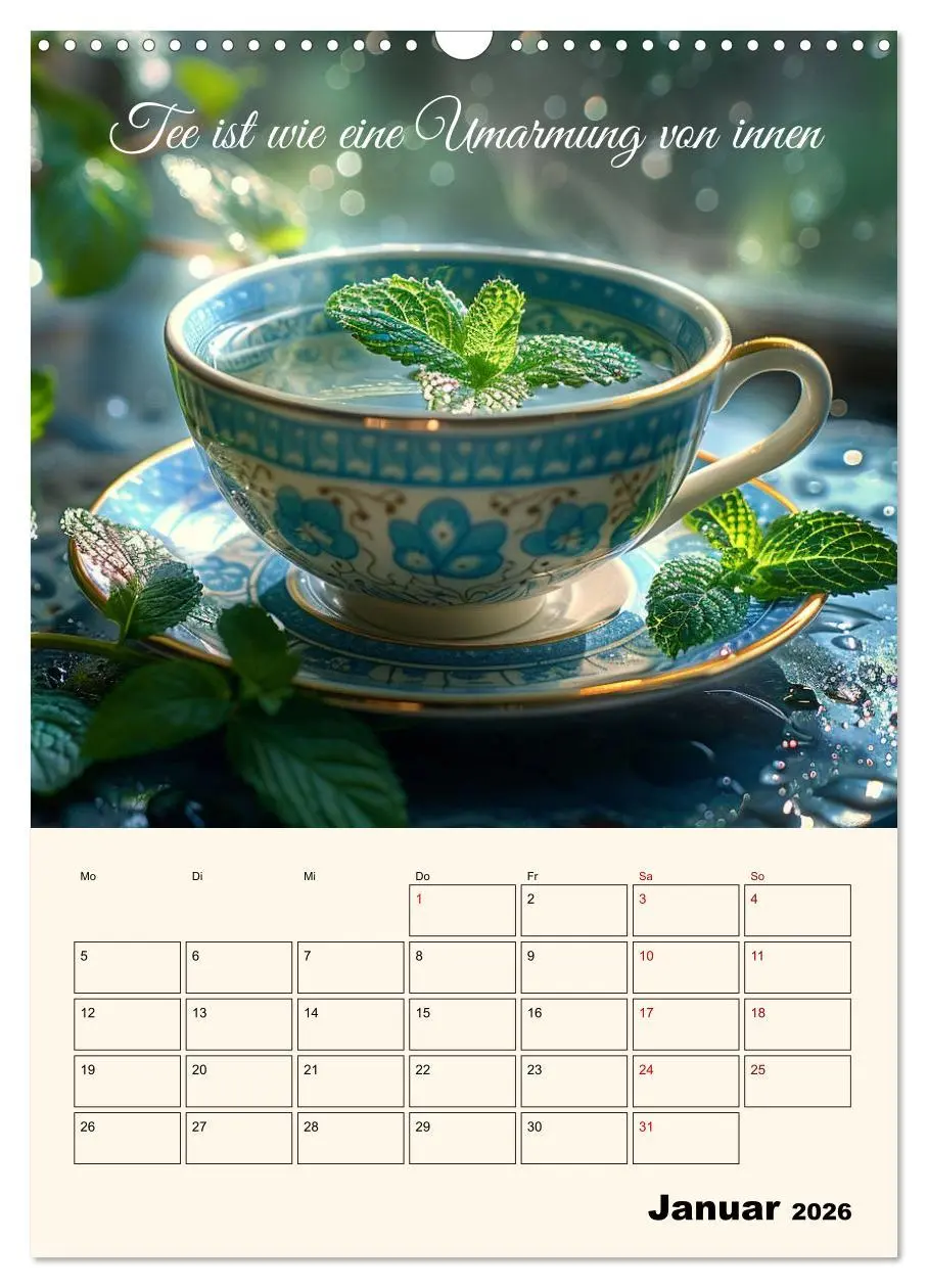 Bild: 9783516258059 | Du, mein geliebter Tee (Wandkalender 2026 DIN A3 hoch), CALVENDO...