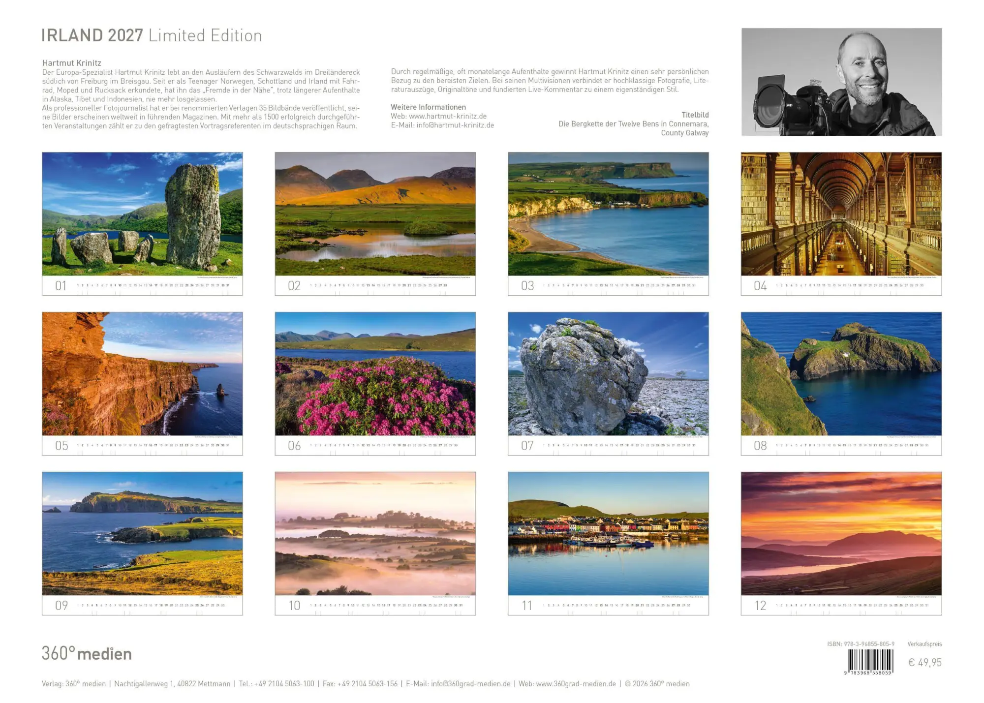 Bild: 9783968558059 | Irland Exklusivkalender 2027 | Hartmut Krinitz | Kalender | 14 S.