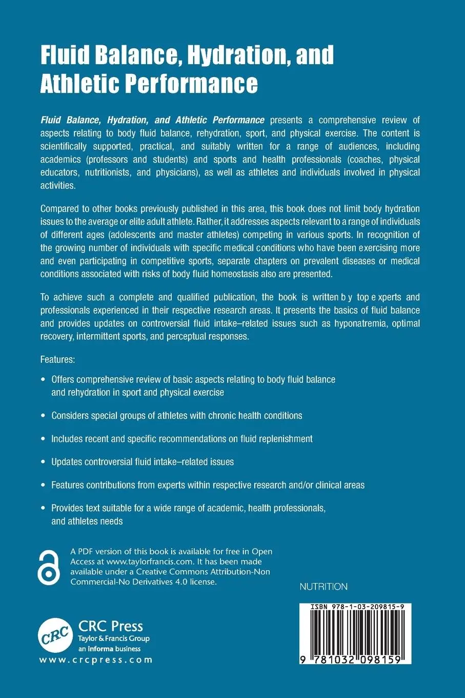 Rückseite: 9781032098159 | Fluid Balance, Hydration, and Athletic Performance | Meyer (u. a.)