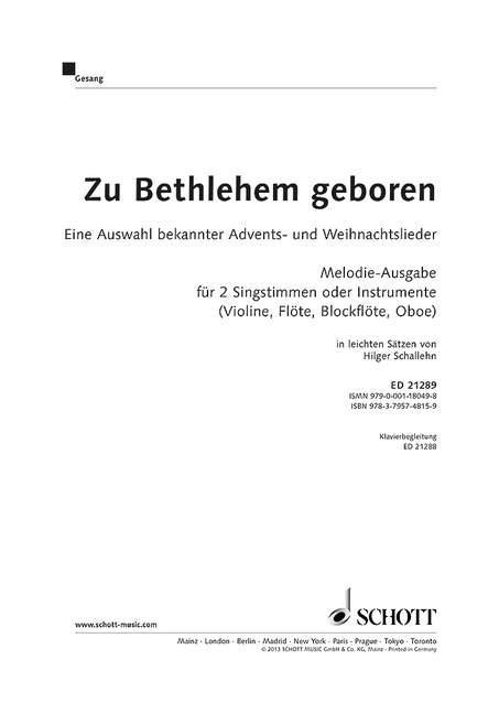 Cover: 9783795748159 | Zu Bethlehem geboren | Hilger Schallehn | Broschüre | 36 S. | Deutsch