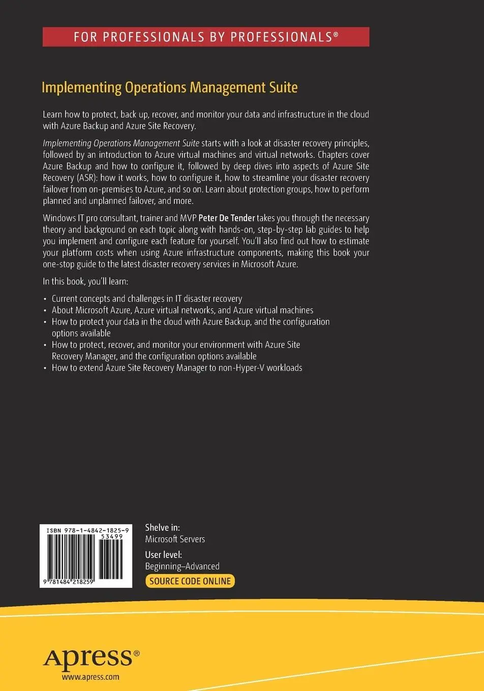 Rückseite: 9781484218259 | Implementing Operations Management Suite | Peter De Tender | Buch