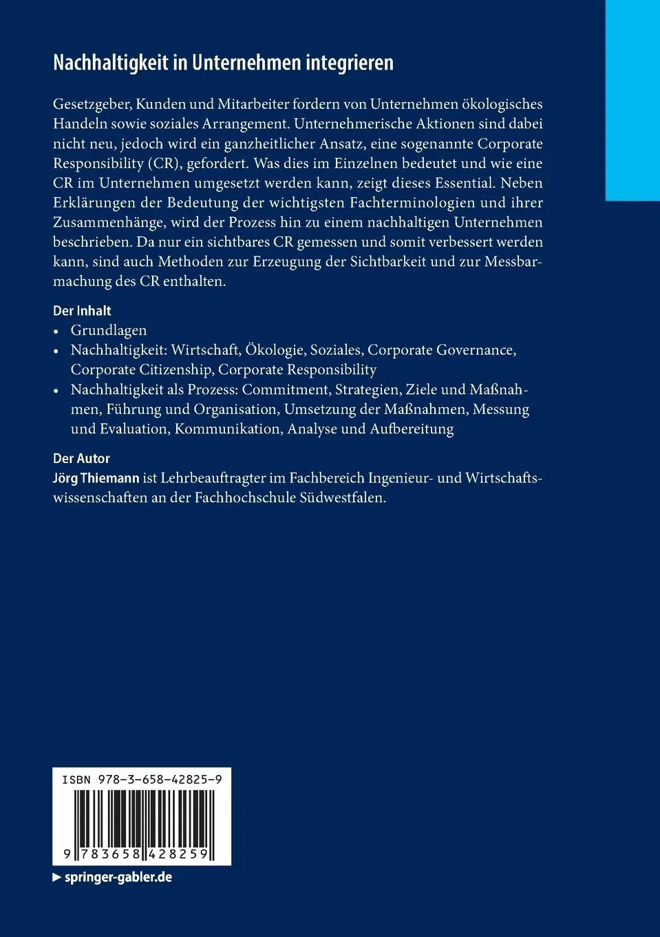 Rückseite: 9783658428259 | Nachhaltigkeit in Unternehmen integrieren | Jörg Thiemann | Buch | vii
