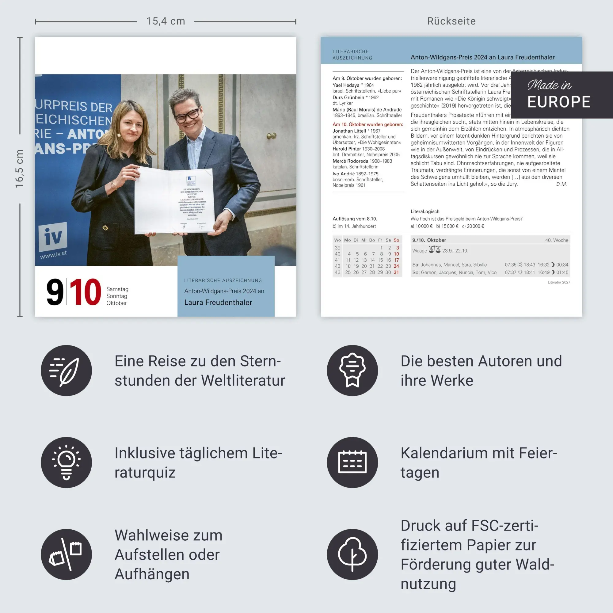 Bild: 9783840038259 | Literatur Tagesabreißkalender 2027 - Kulturkalender - Autoren,...