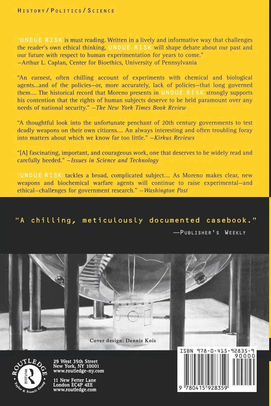 Rückseite: 9780415928359 | Undue Risk | Secret State Experiments on Humans | Jonathan D Moreno
