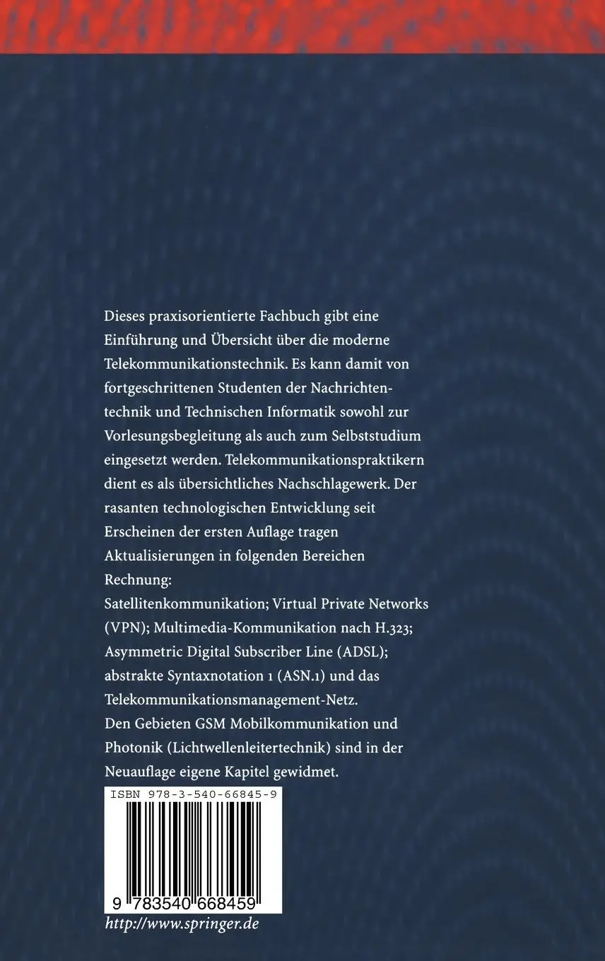 Rückseite: 9783540668459 | Telekommunikationstechnik | Handbuch für Praxis und Lehre | Georg