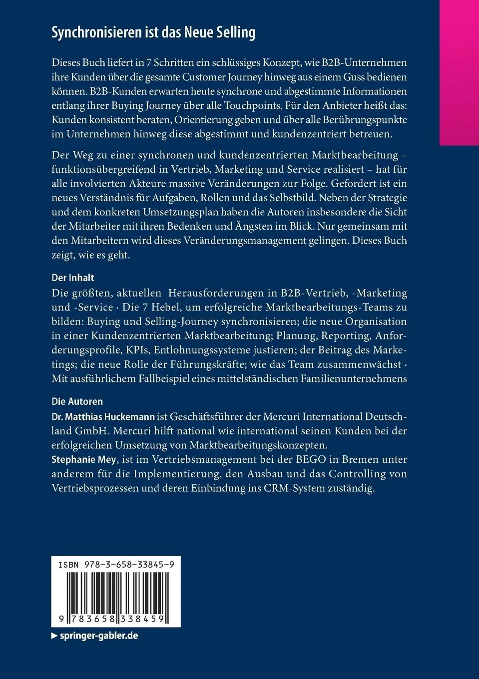 Rückseite: 9783658338459 | Synchronisieren ist das Neue Selling | Stephanie Mey (u. a.) | Buch