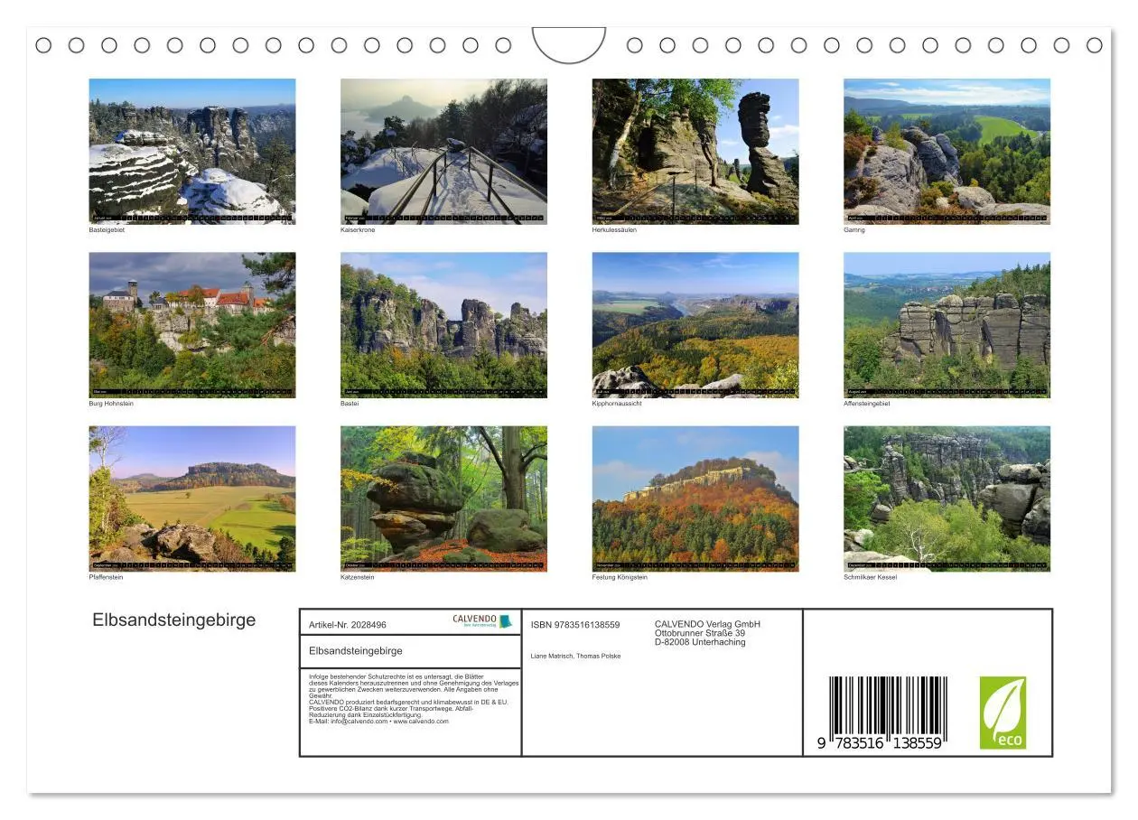 Bild: 9783516138559 | Elbsandsteingebirge (Wandkalender 2026 DIN A4 quer), CALVENDO...