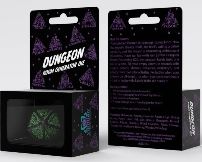 Cover: 5907699498659 | Dungeon Generator Die: Black&amp;Green | 2025 | Q-Workshop