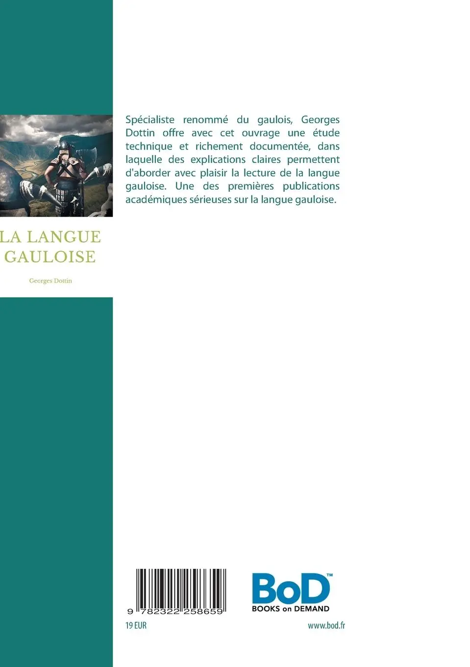 Rückseite: 9782322258659 | La langue gauloise | Grammaire, texte et glossaire | Georges Dottin