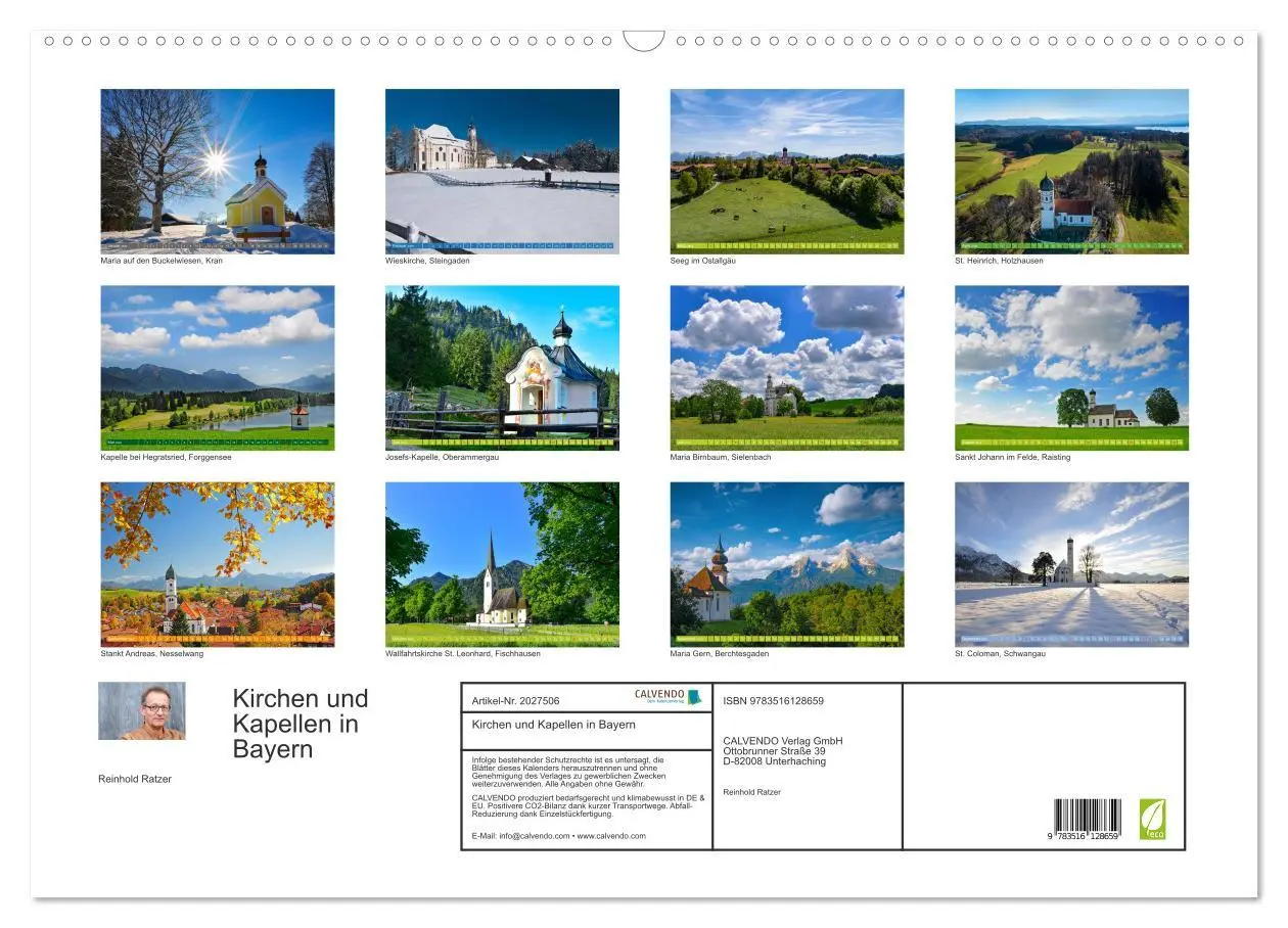Bild: 9783516128659 | Kirchen und Kapellen in Bayern (Wandkalender 2026 DIN A2 quer),...