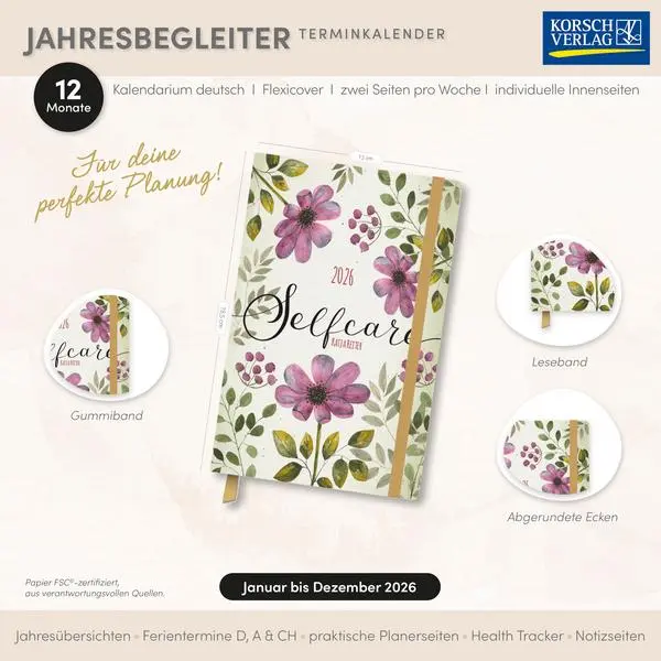 Bild: 9783731888659 | Terminkalender Jahresbegleiter Selfcare 2026 | Korsch Verlag | Buch
