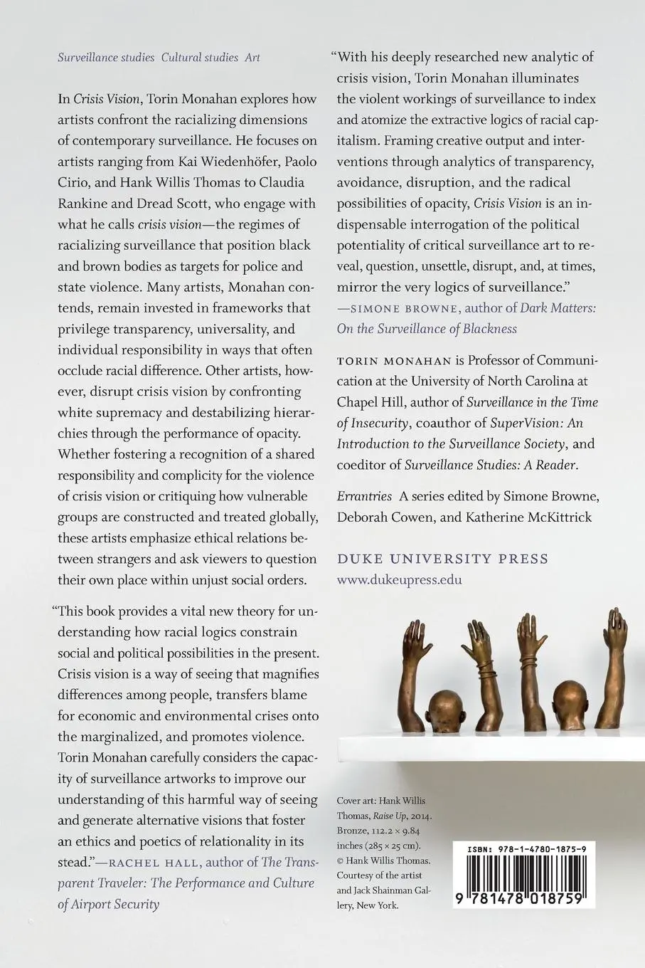 Rückseite: 9781478018759 | Crisis Vision | Race and the Cultural Production of Surveillance