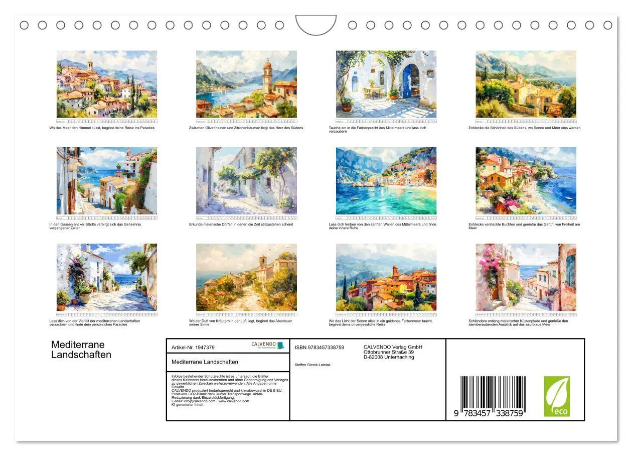 Bild: 9783457338759 | Mediterrane Landschaften (Wandkalender 2026 DIN A4 quer), CALVENDO...