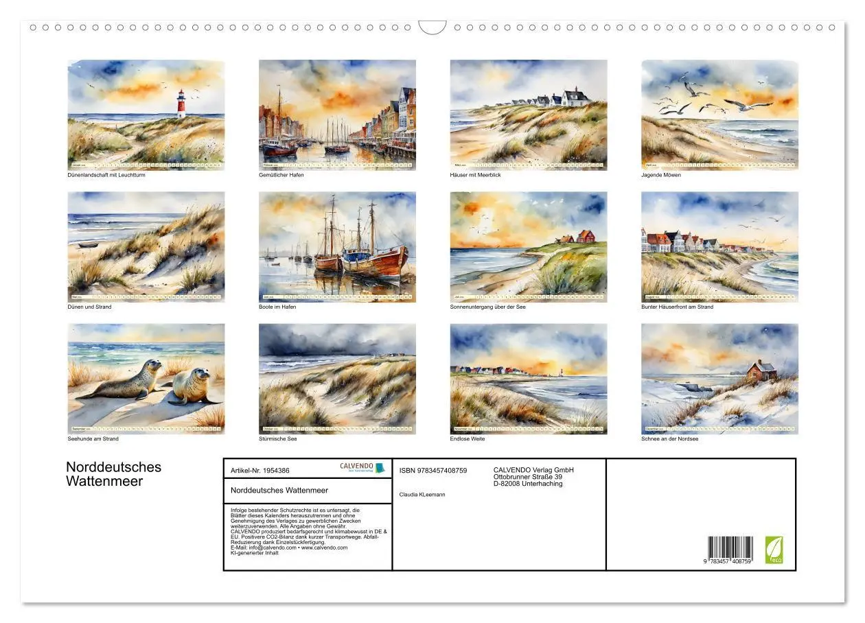 Bild: 9783457408759 | Norddeutsches Wattenmeer (Wandkalender 2026 DIN A2 quer), CALVENDO...