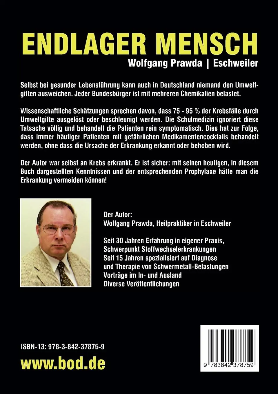 Rückseite: 9783842378759 | Endlager Mensch | Wolfgang Prawda | Taschenbuch | 132 S. | Deutsch