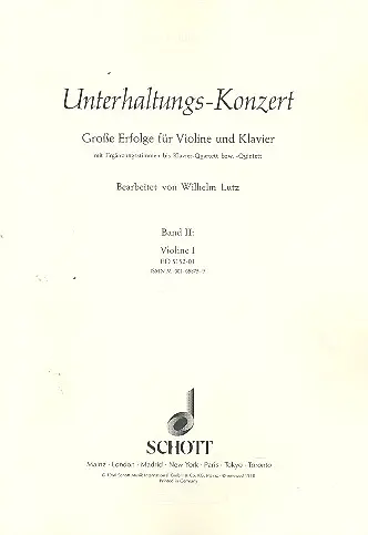 Cover: 9790001058759 | Unterhaltungsconcert 2 V1 | Buch | Schott Music | EAN 9790001058759