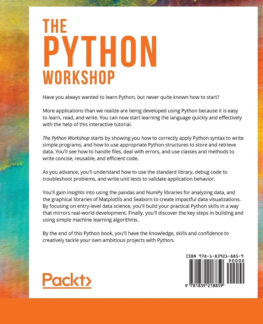 Rückseite: 9781839218859 | The Python Workshop | Andrew Bird (u. a.) | Taschenbuch | Englisch