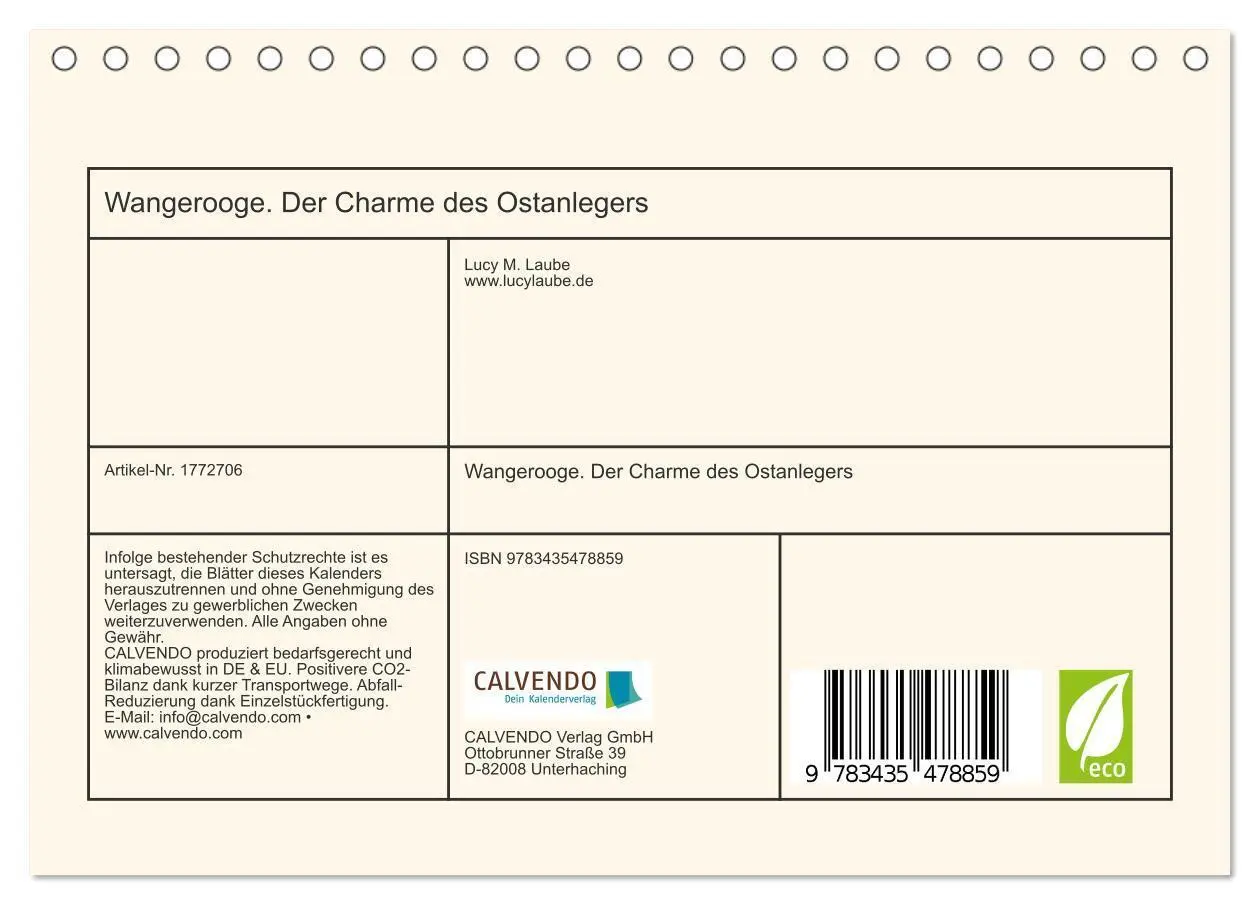 Bild: 9783435478859 | Wangerooge. Der Charme des Ostanlegers (Tischkalender 2025 DIN A5...