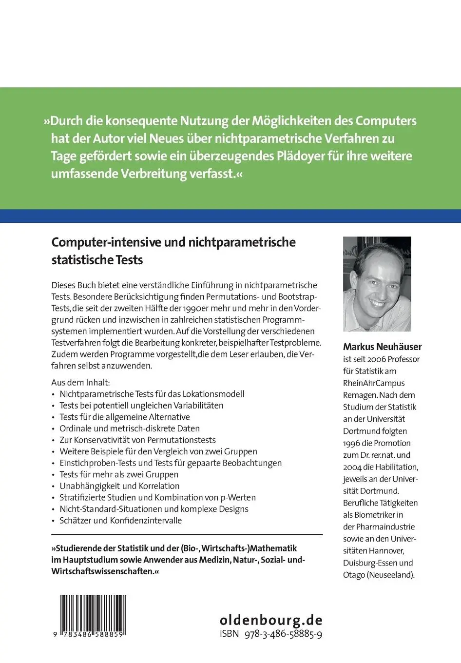 Rückseite: 9783486588859 | Computer-intensive und nichtparametrische statistische Tests | Buch