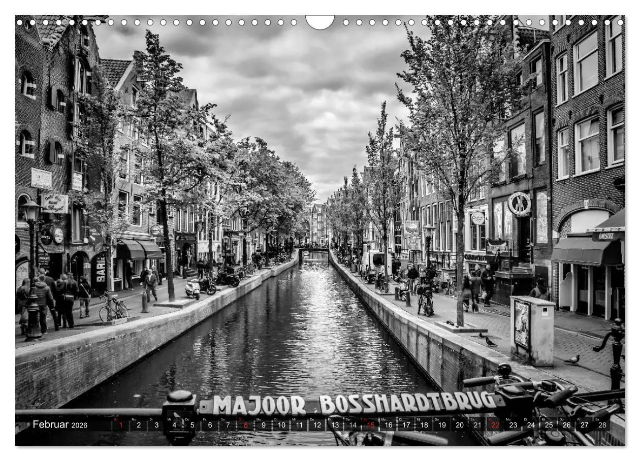 Bild: 9783516038859 | AMSTERDAM Stadtherz in Monochrom (Wandkalender 2026 DIN A3 quer),...