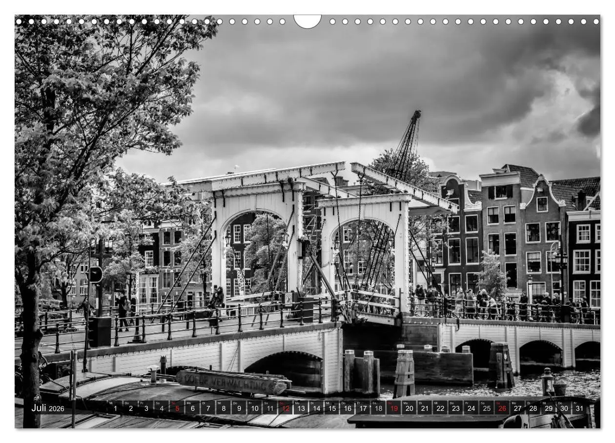 Bild: 9783516038859 | AMSTERDAM Stadtherz in Monochrom (Wandkalender 2026 DIN A3 quer),...