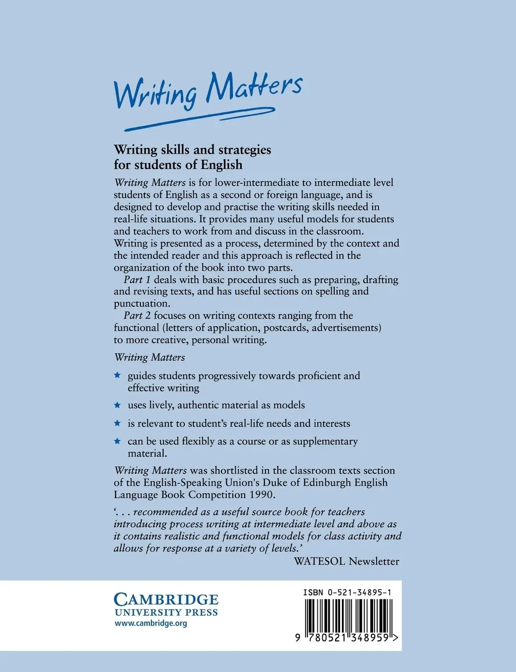 Rückseite: 9780521348959 | Writing Matters | Susan Hood (u. a.) | Taschenbuch | Englisch | 1989