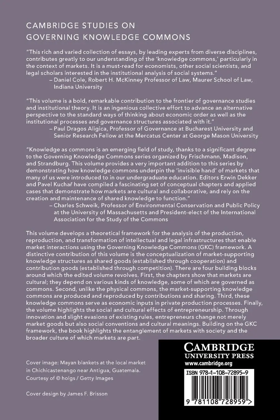 Rückseite: 9781108728959 | Governing Markets as Knowledge Commons | Erwin Dekker (u. a.) | Buch