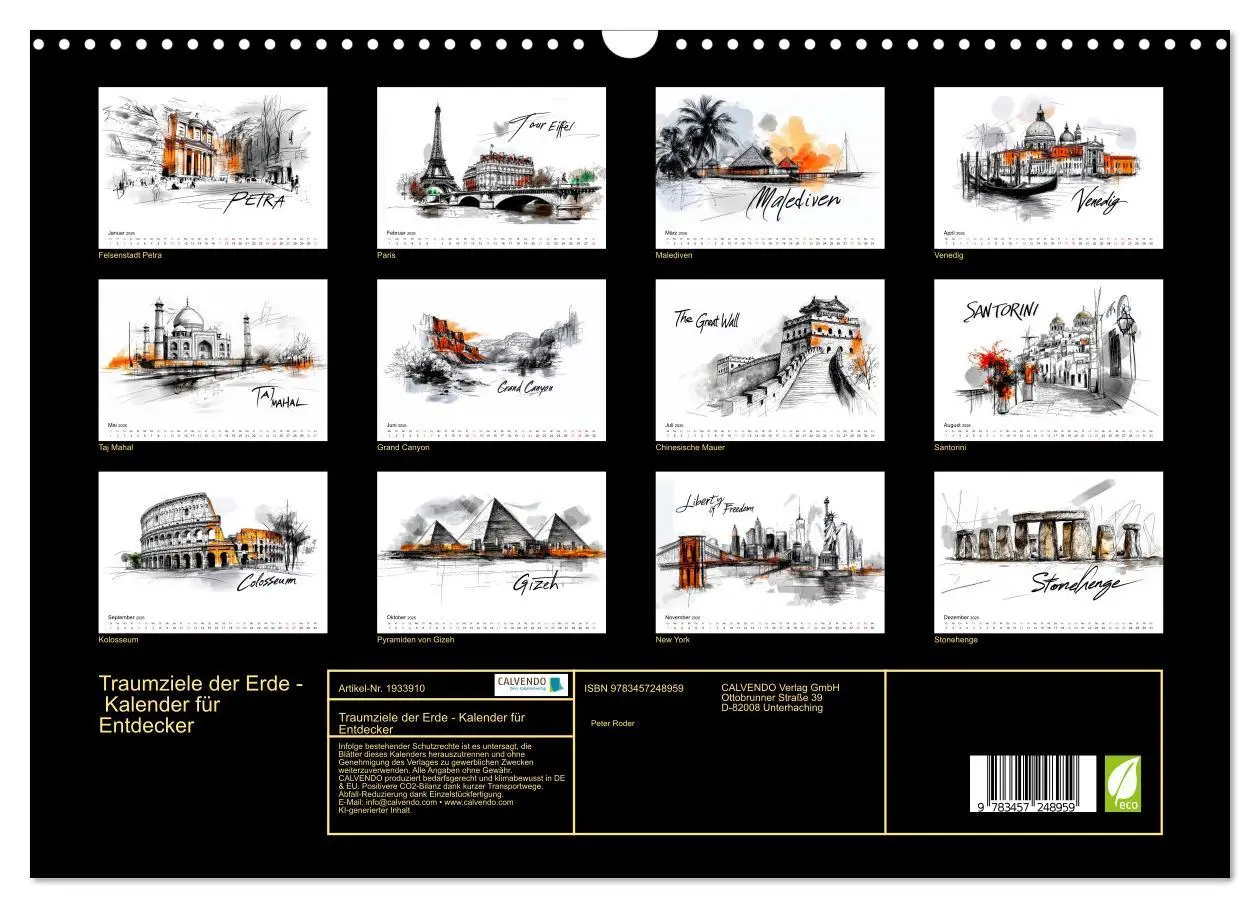 Bild: 9783457248959 | Traumziele der Erde - Kalender für Entdecker (Wandkalender 2026 DIN...