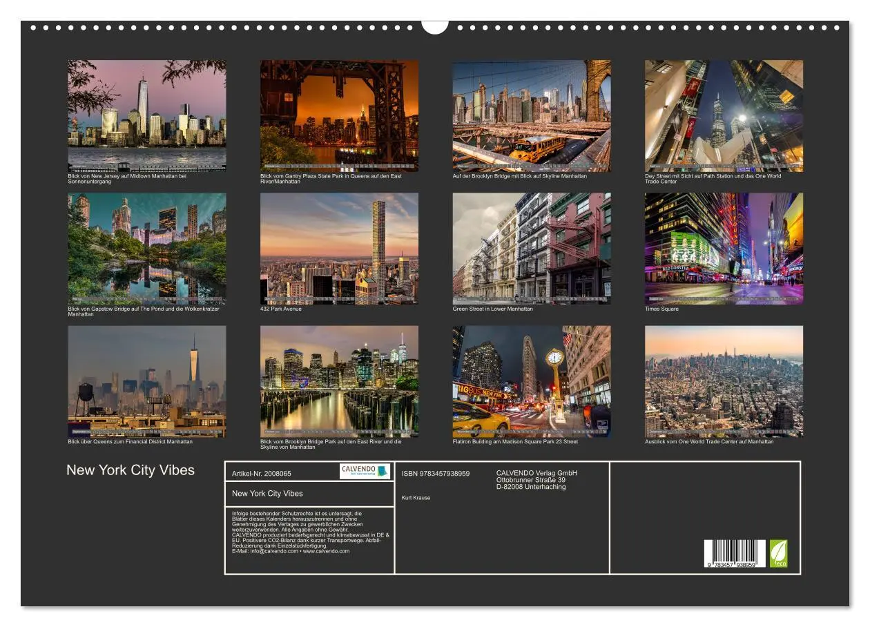 Bild: 9783457938959 | New York City Vibes (Wandkalender 2026 DIN A2 quer), CALVENDO...