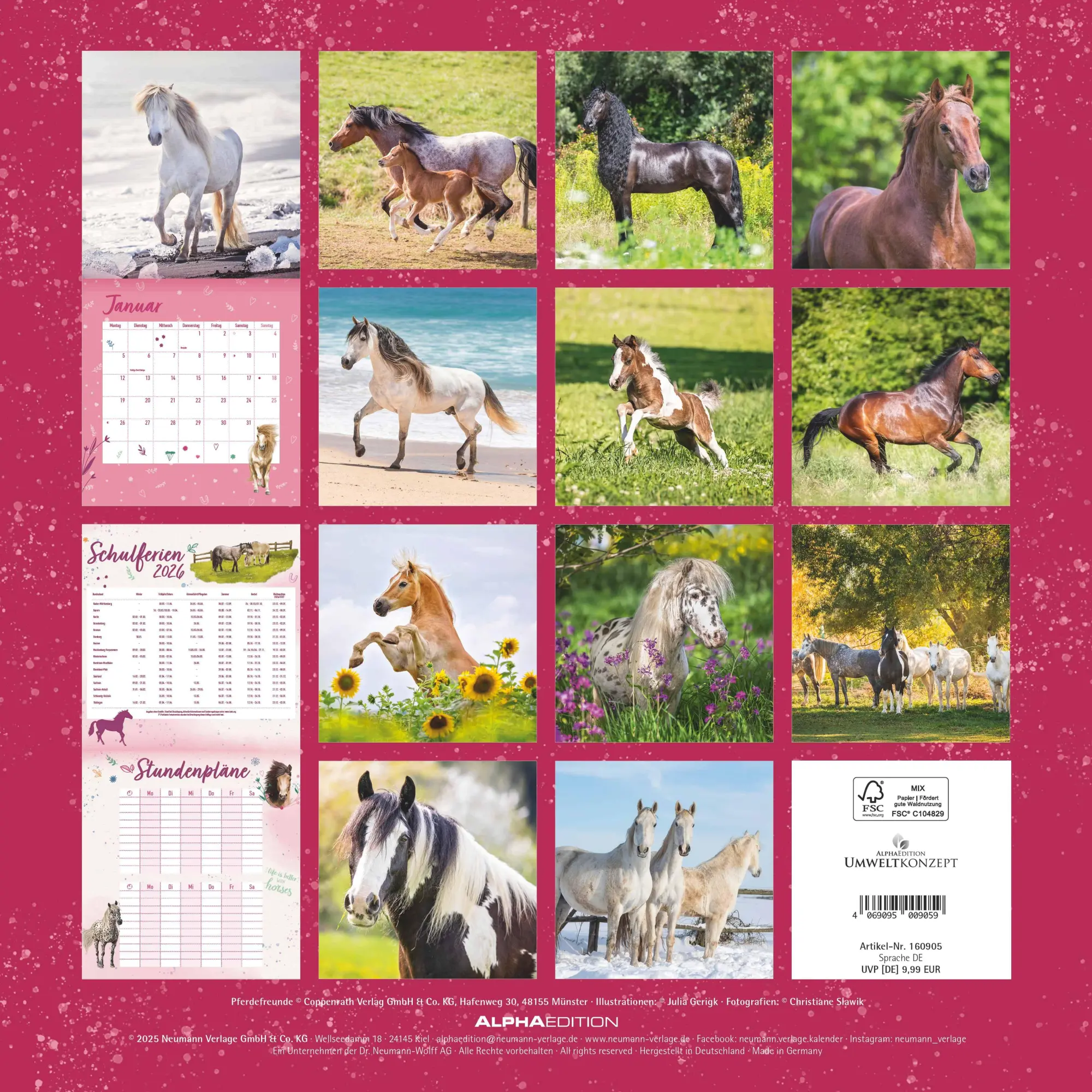 Rückseite: 4069095009059 | Pferdefreunde 2026 - Broschürenkalender - Kinder-Kalender - Format...