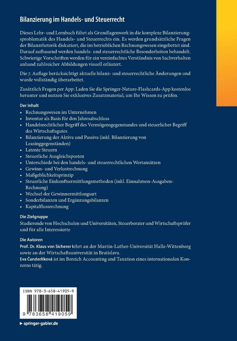 Rückseite: 9783658419059 | Bilanzierung im Handels- und Steuerrecht | Eva ¿Underlíková (u. a.)