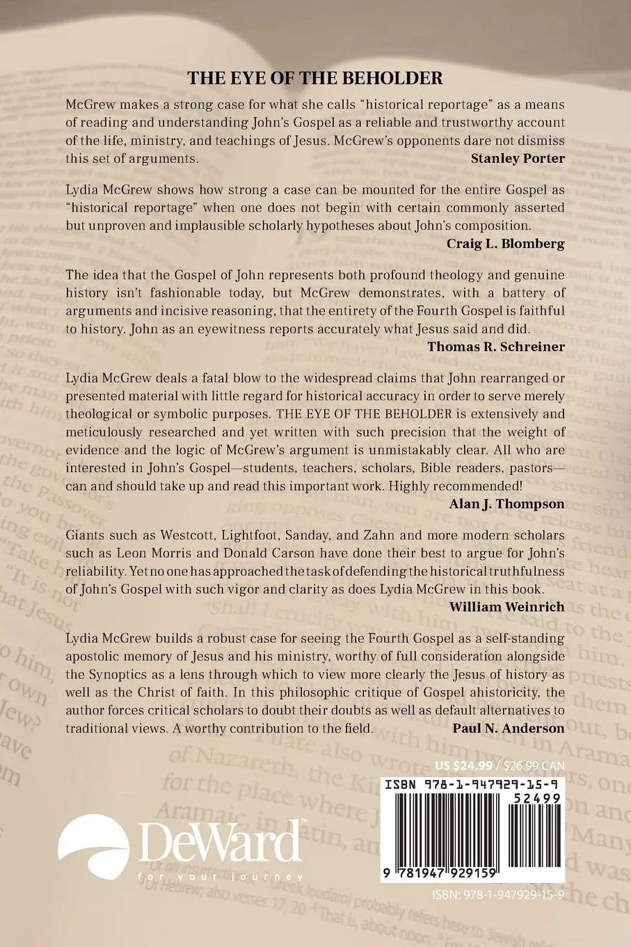 Rückseite: 9781947929159 | The Eye of the Beholder | The Gospel of John as Historical Reportage