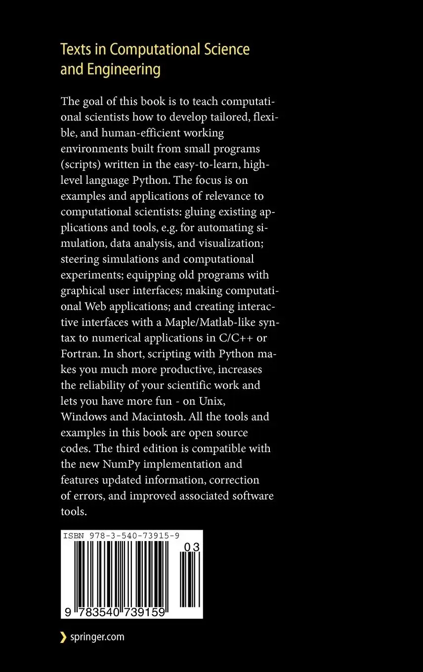 Rückseite: 9783540739159 | Python Scripting for Computational Science | Hans Petter Langtangen