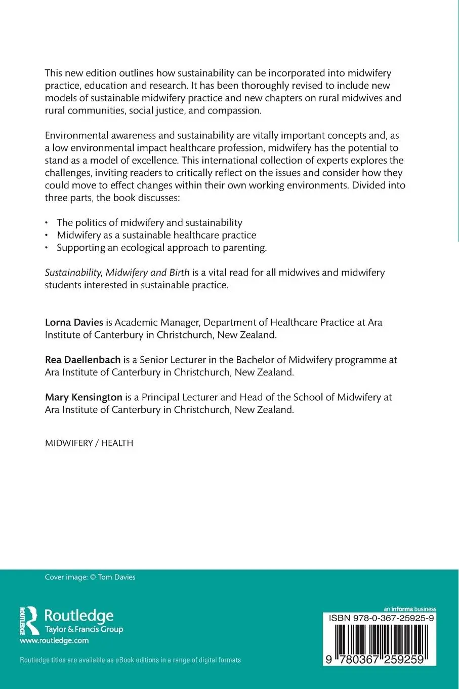 Rückseite: 9780367259259 | Sustainability, Midwifery and Birth | Lorna Davies (u. a.) | Buch