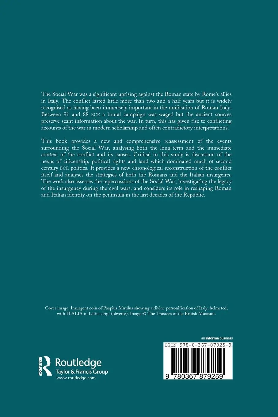 Rückseite: 9780367879259 | The Social War, 91 to 88 Bce | Christopher J Dart | Taschenbuch | 2019