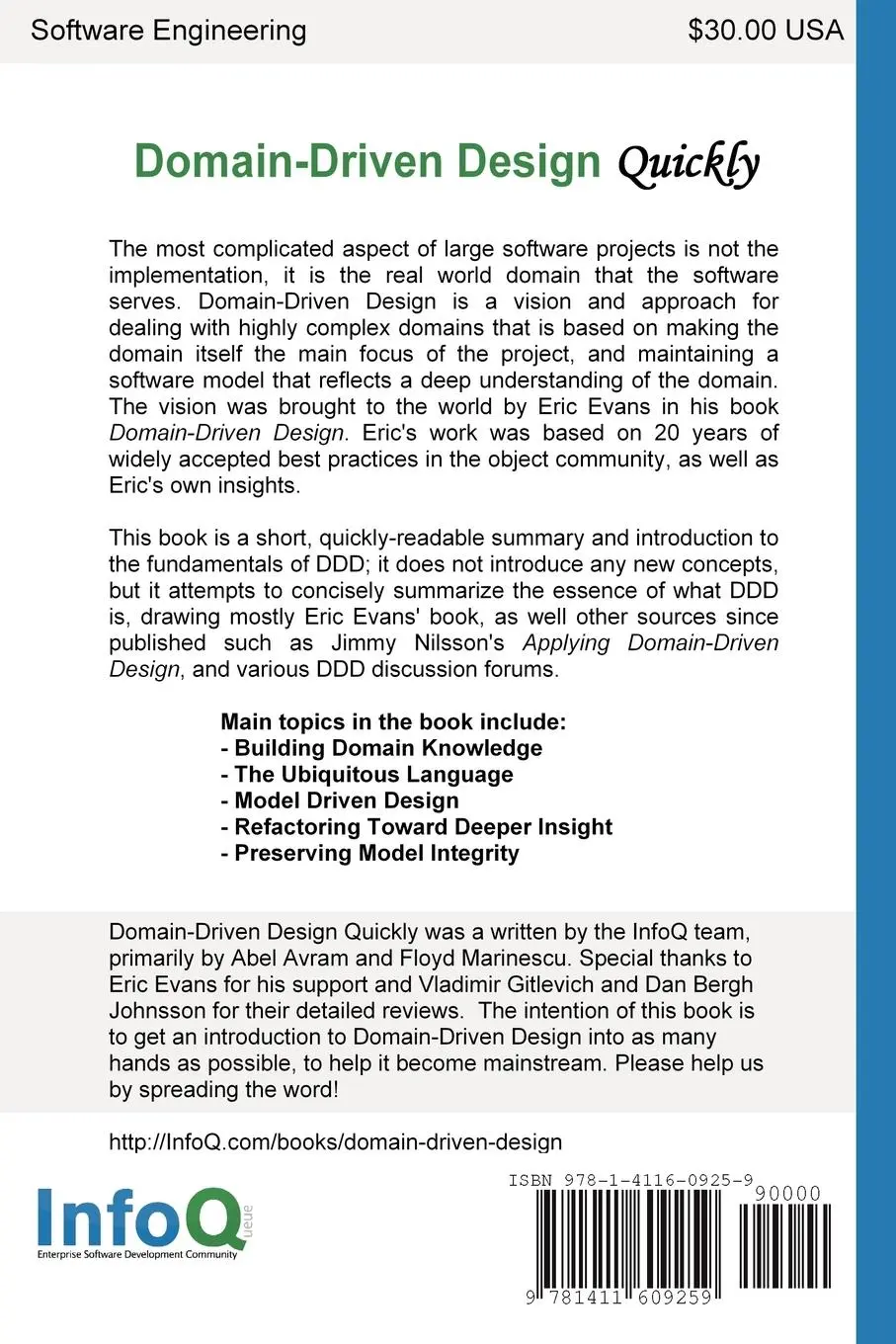 Rückseite: 9781411609259 | Domain-Driven Design Quickly | Floyd Marinescu (u. a.) | Taschenbuch