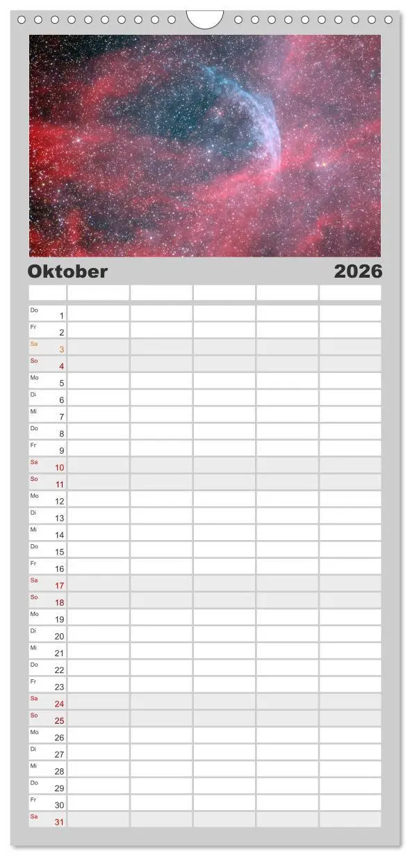 Bild: 9783516519259 | Familienplaner 2026 - Farbiges Weltall mit 5 Spalten (Wandkalender,...